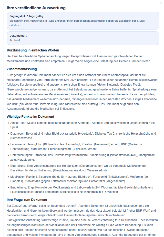 Verständliche Auswertung eines Arztbriefs – Seite 1